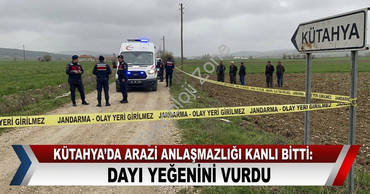 "Kütahya'da Arazi Anlaşmazlığı Kanlı Bitti: Dayı Yeğenini Vurdu" başlıklı haber için fotorealistik,