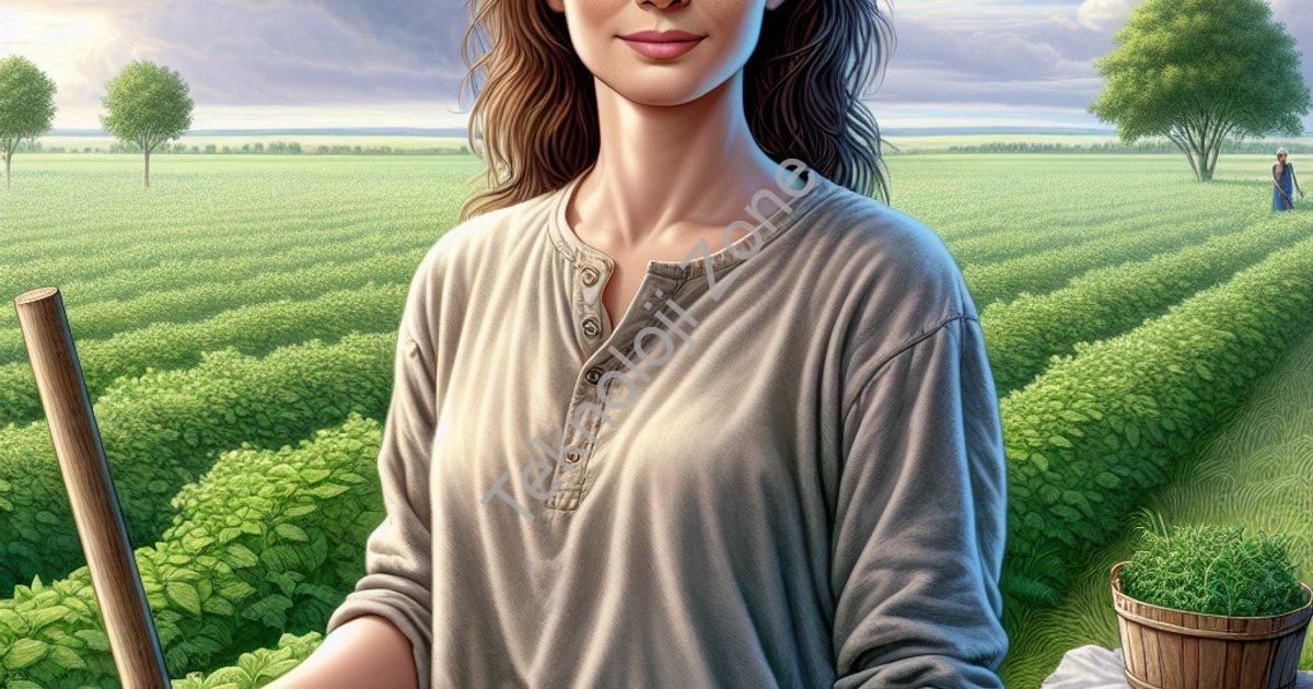 "Genç kadın çiftçi toprağa dönerek hayatını değiştirdi" başlıklı haber için fotorealistik, profesyon