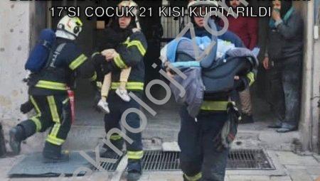 Denizli’de İş Hanında Korkutan Yangın: 17’si Çocuk 21 Kişi Kurtarıldı