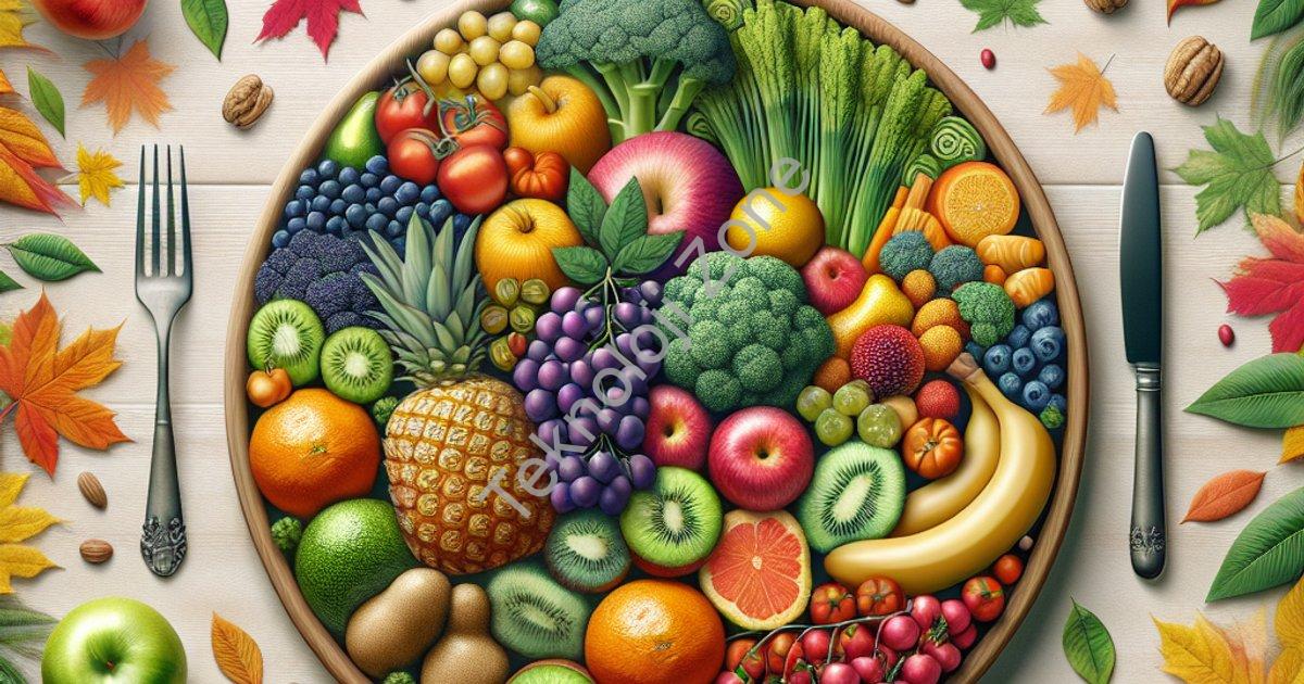 "Renkli Tabak Kuralı: Sonbaharda Bağışıklığı Çelik Gibi Güçlendirin" başlıklı haber için fotorealist