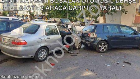 Aydın’da Freni Boşalan Otomobil Dehşet Saçtı: 3 Araca Çarptı, 1 Yaralı