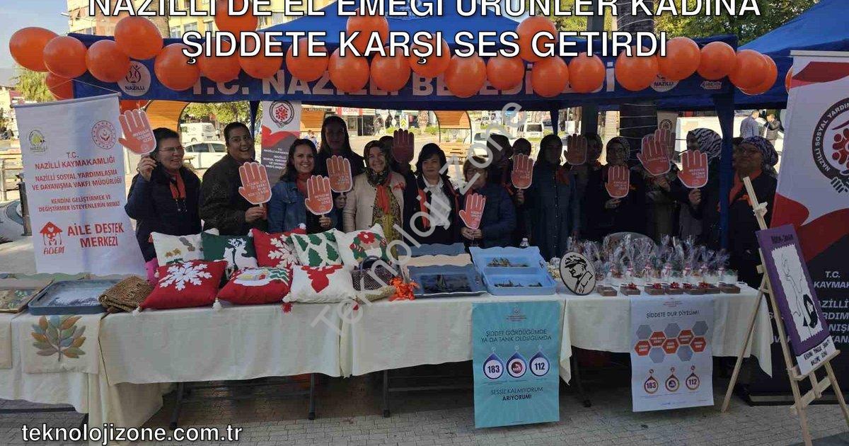 "Nazilli'de El Emeği Ürünler Kadına Şiddete Karşı Ses Getirdi" başlıklı haber için fotorealistik, pr