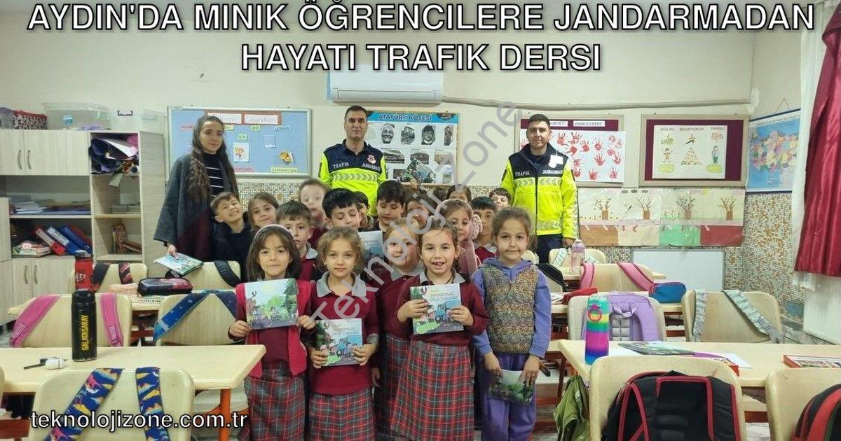 "Aydın'da Minik Öğrencilere Jandarmadan Hayati Trafik Dersi" başlıklı haber için fotorealistik, prof