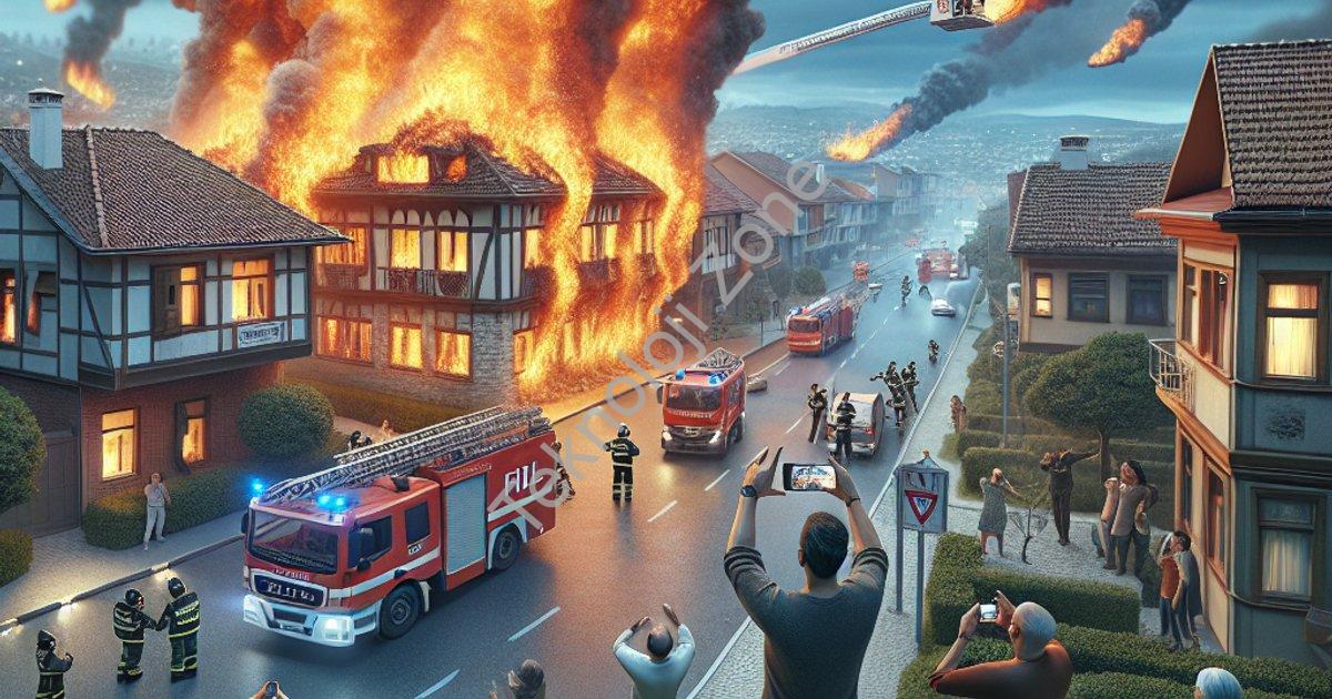 "Aydın Efeler'de Korkutan Yangın: Komşuların Dikkati Facianı Önledi" başlıklı haber için fotorealist