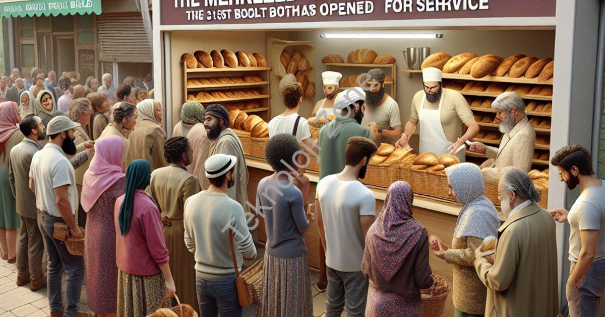 "Merkezefendi Halk Ekmek Ağı Genişliyor: 31. Büfe Hizmete Girdi" başlıklı haber için fotorealistik,