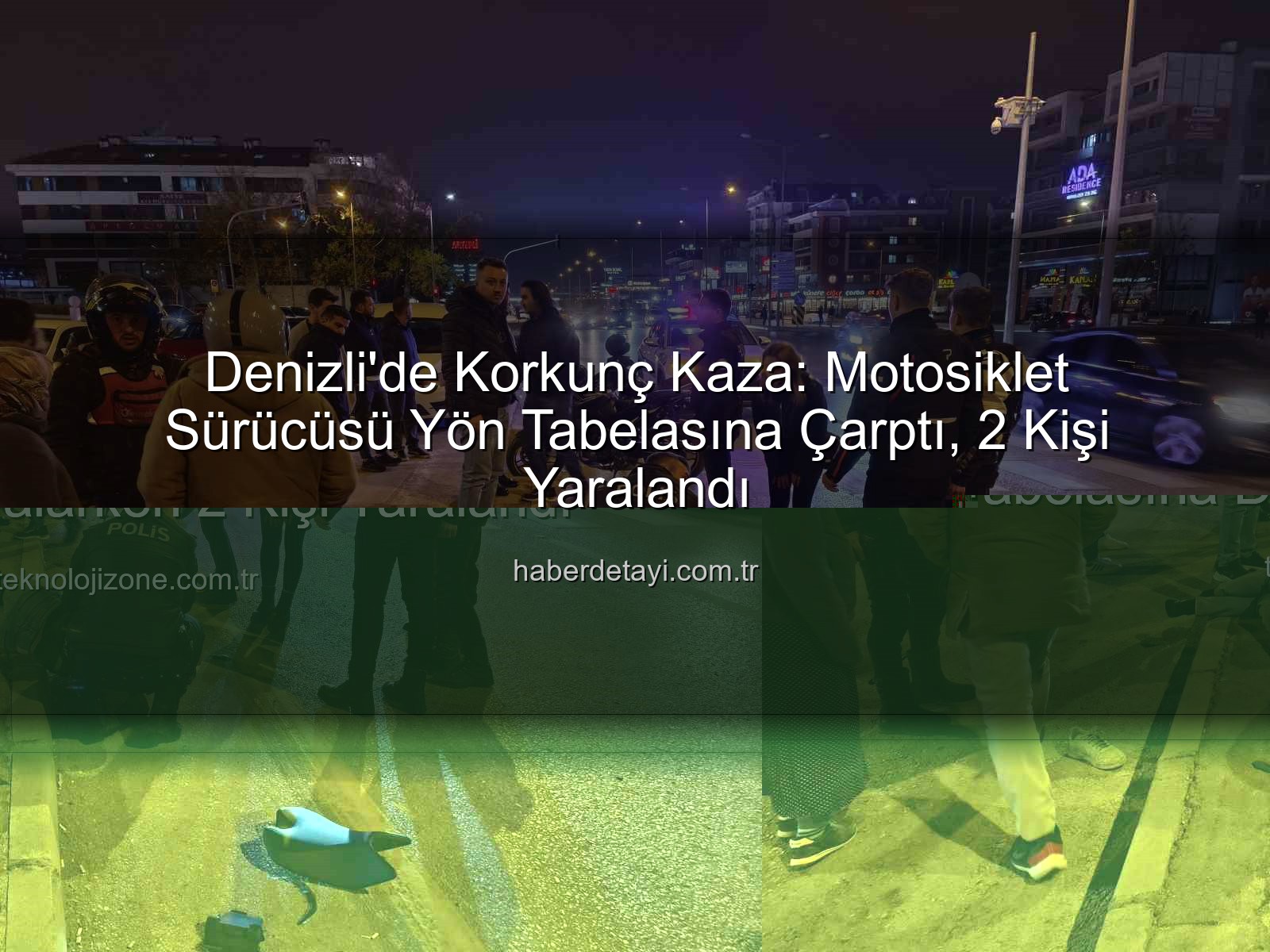 motosiklet kazası - Denizli'de Kontrolden Çıkan Motosiklet Yön Tabelasına Dalarken 2 Kişi Yaralandı