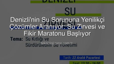 Denizli’nin Su Sorununa Yenilikçi Çözümler Aranıyor: Su Zirvesi ve Fikir Maratonu Başlıyor